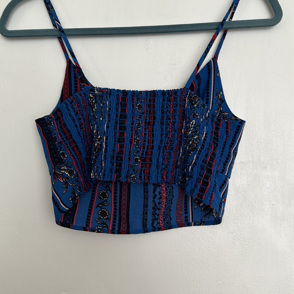 Blue Blush Marine Blue Boho Crop Top & High Waist Wide leg Pant Two Piece. - Picture 4 of 7